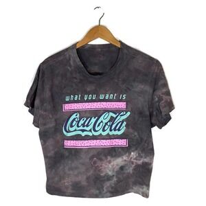 Coca-Cola Womens XL Cropped T-Shirt Tie-Dye Short Sleeve Tie Dye 90s Y2K